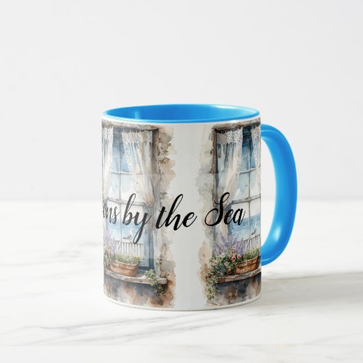 Mug Seaside Window View Watercolor Coastal Scene (Devant droit)