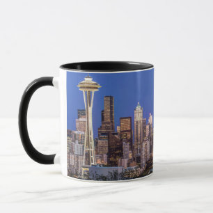 Mug Seattle, centre-ville et mont Rainier au crépuscul