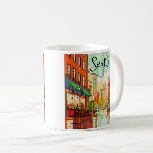 Mug Seattle dans la pluie (Devant droit)
