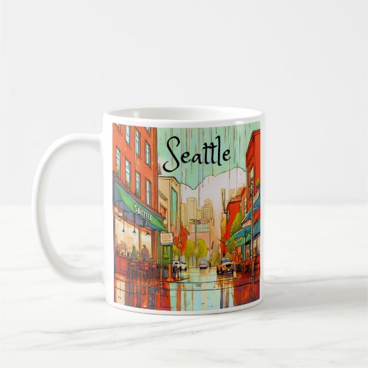 Mug Seattle dans la pluie (Gauche)