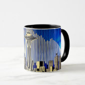 Mug Seattle Skyline dans le style d'illusion optique B (Devant droit)