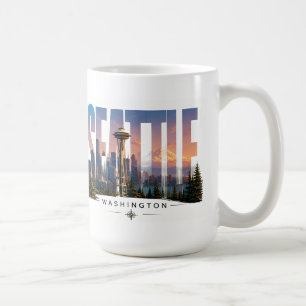 Mug ☕ Seattle Voyage Vue sur la montagne Skyline ☕