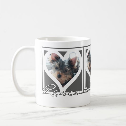 Mug SECOURIR DOG MOM Trois Photo Heart Frame Gris (Gauche)