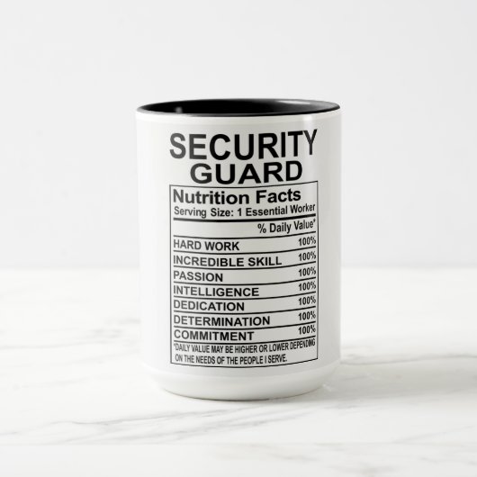 Mug Sécurité Garde - valeur nutritive (Centre)