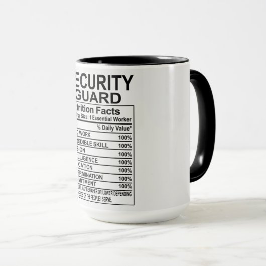 Mug Sécurité Garde - valeur nutritive (Devant droit)