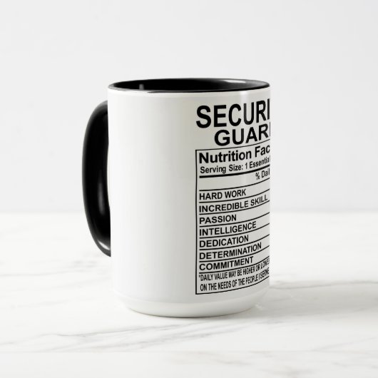 Mug Sécurité Garde - valeur nutritive (Devant gauche)