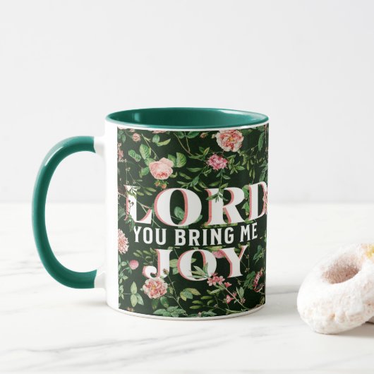 Mug Seigneur Tu M'Apporte Joy Floral Christian (Avec donut)