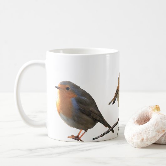 Mug Seins européens de rouge d'oiseaux de Robin de (Avec donut)