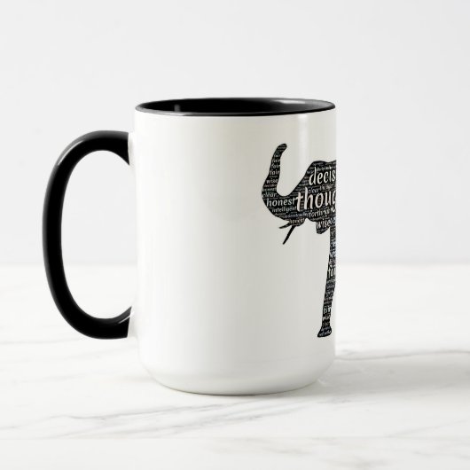 Mug Sel noir et blanc, éléphant, beaucoup de messages (Gauche)