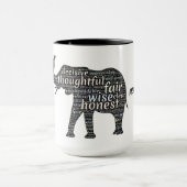 Mug Sel noir et blanc, éléphant, beaucoup de messages (Centre)