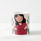 Mug Self-Love - Girl Hugging Illustration (Centre)