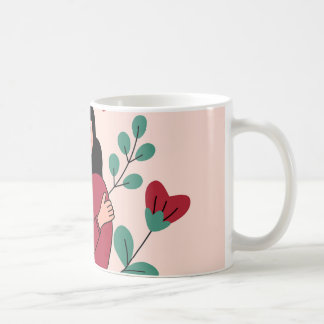Mug Self-Love - Girl Hugging Illustration