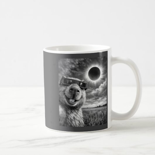 Mug Selfie de capybara Drôle d'animal Éclipse solaire (Droite)