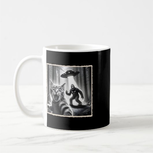 Mug Selfie De Chat Avec Bigfoot Et Ufo Funny Sasquatch (Gauche)