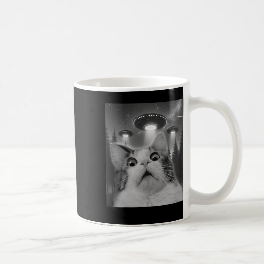 Mug Selfie De Chat Avec Ufos (Droite)
