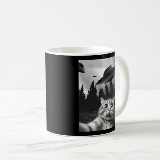 Mug Selfie De Chat Avec Ufos (Devant droit)