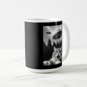 Mug Selfie de chat drôle avec Alien UFO (Devant droit)