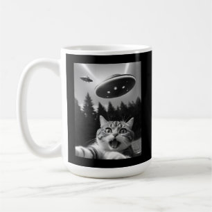 Mug Selfie de chat drôle avec Alien UFO