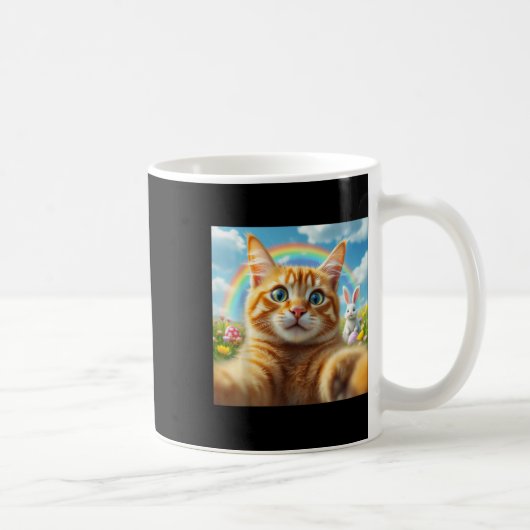 Mug Selfie De Chat Drôle Avec Bunny Cute Fête De Pâque (Droite)