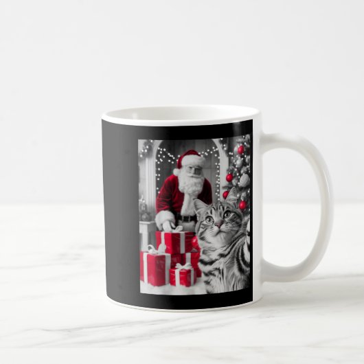 Mug Selfie De Chat Drôle Avec Le Mème De Noël Du Père (Droite)
