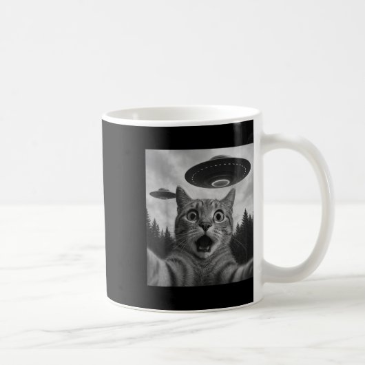 Mug Selfie De Chat Drôle Avec Ufos (Droite)