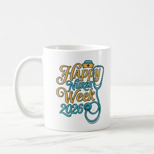 Mug Semaine de l'infirmière heureuse 2026 Stethoscope (Gauche)