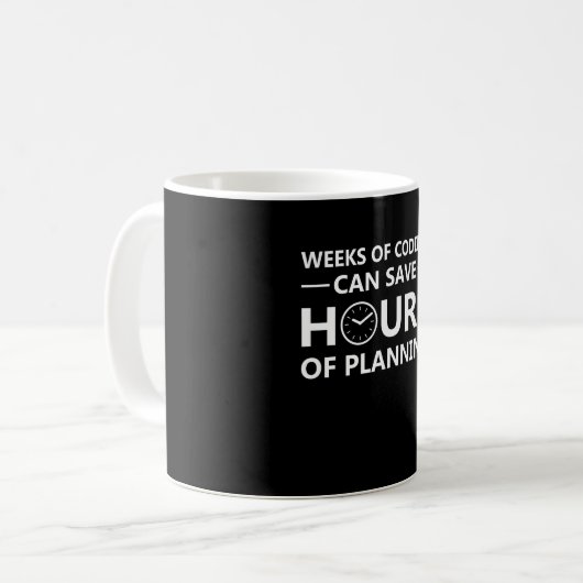 Mug Semaines de programmeur codant la planification (Devant gauche)