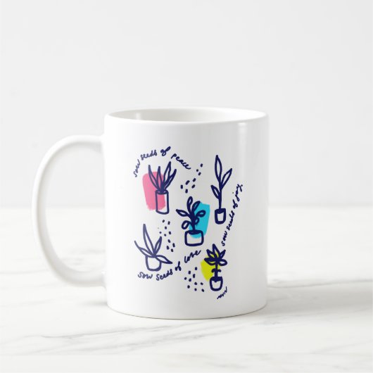Mug Semer des graines de paix, d'amour et de joie - in (Gauche)