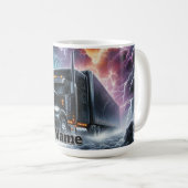 Mug Semi Camion dans une tempête de foudre vibrante (Devant droit)