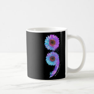 Mug Semicolon de tournesol bleu pourpre Prévention du