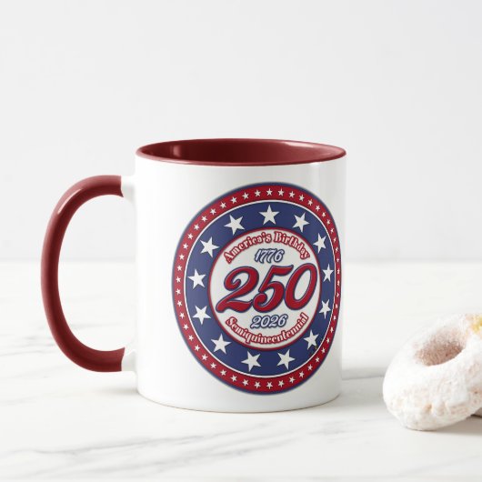 Mug Semiquincentenaire du 250e anniversaire de l'Améri (Avec donut)