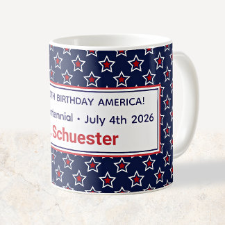 Mug Semiquincentennial Red White Stars Teacher's