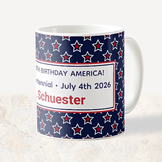 Mug Semiquincentennial Red White Stars Teacher's