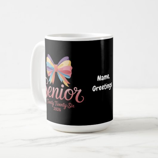 Mug Senior 2026 Jote Rainbow Bow Graduation Coquette (Devant gauche)