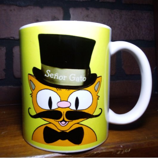 Mug Señor Gato Cartographie Mustache Chat Top Chapeau 