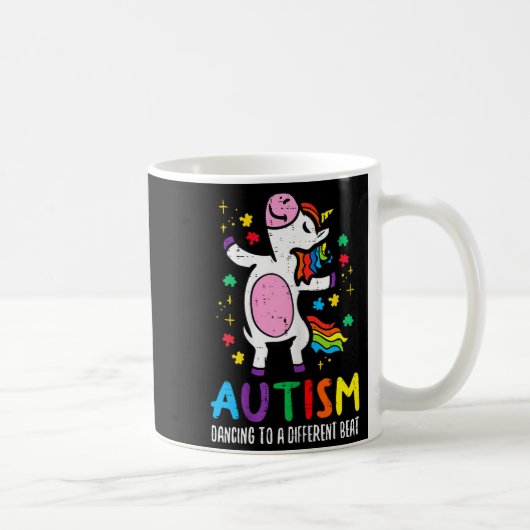 Mug Sensibilisation à l'autisme Licorne Danse Rythme D (Droite)