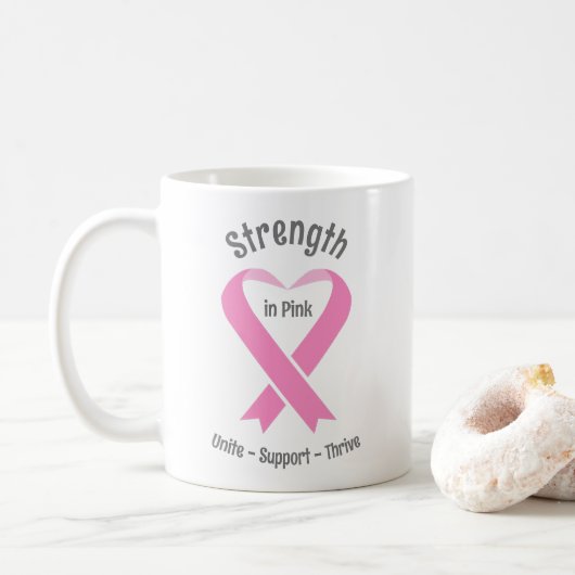 Mug Sensibilisation au cancer du sein Ruban rose (Avec donut)