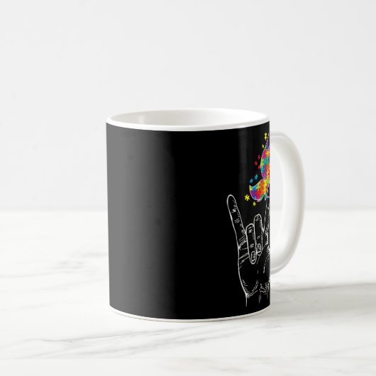Mug Sensibilisation Je t'aime Asl Hand Sign Language B (Devant droit)
