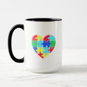 Mug Sensibilisation sur l'autisme Ruban Coeur Puzzle P (Gauche)