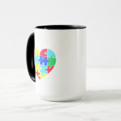 Mug Sensibilisation sur l'autisme Ruban Coeur Puzzle P (Devant gauche)