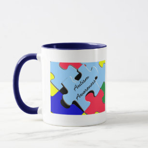 Mug Sensibilisation sur l'autisme Ruban Puzzle Coeur M