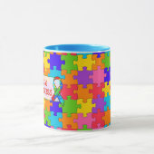Mug Sensibilisation sur l'autisme Ruban Puzzle Pièces (Centre)