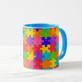 Mug Sensibilisation sur l'autisme Ruban Puzzle Pièces (Devant droit)