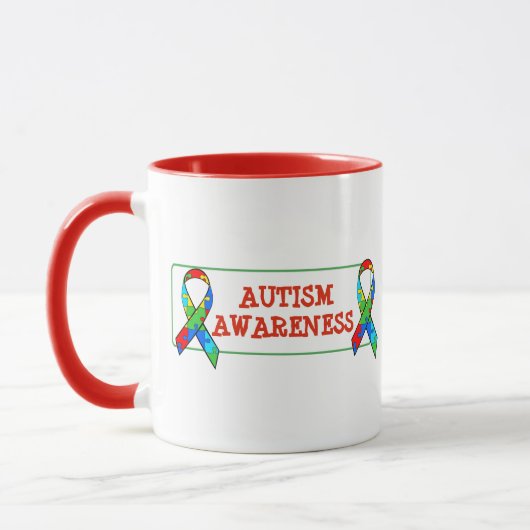 Mug Sensibilisation sur l'autisme Ruban Puzzle Pièces (Gauche)