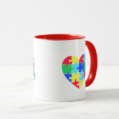 Mug Sensibilisation sur l'autisme Ruban Puzzle Pièces (Devant droit)