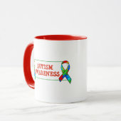 Mug Sensibilisation sur l'autisme Ruban Puzzle Pièces (Devant gauche)