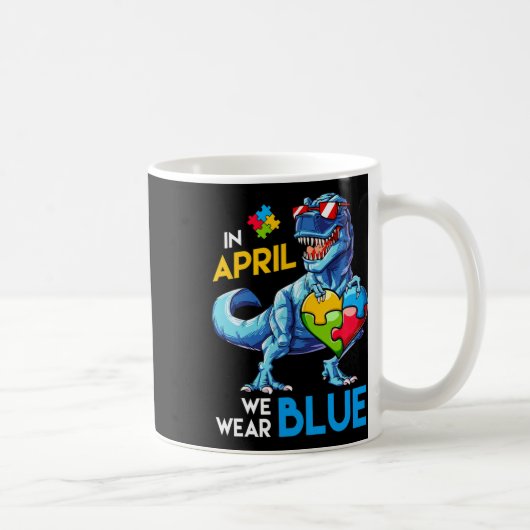 Mug Sensibilisation sur l'autisme Trex Dino Dinosaur D (Droite)