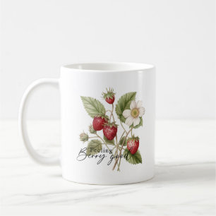Mug Sentiment Berry Bon Floral Red Strawberry Monogram