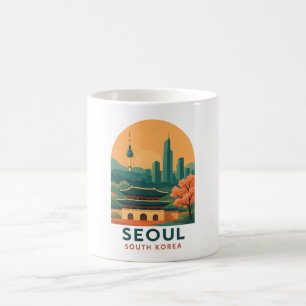 Mug Séoul Corée du Sud – Art de voyage vintage, minima
