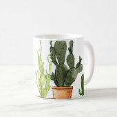 Mug Sept cactus d'aquarelle vert dessinés à la main en (Devant droit)
